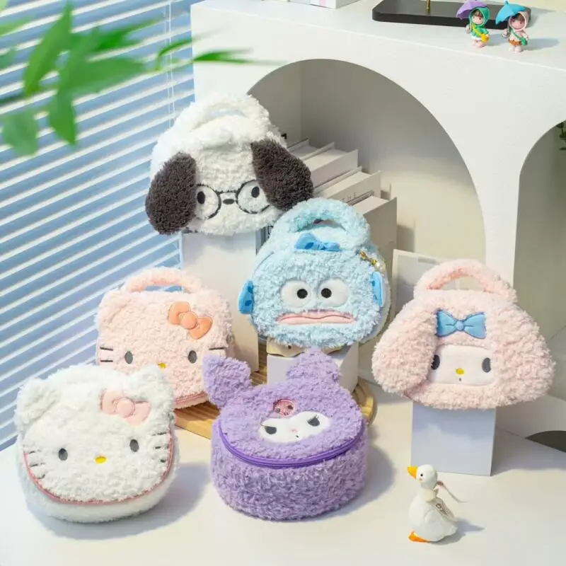 

20 см милая плюшевая косметичка Sanrioed Kuromi My Melody Cinnamoroll портативная сумка для туалетных принадлежностей большая вместительная ручная сумка для хранения