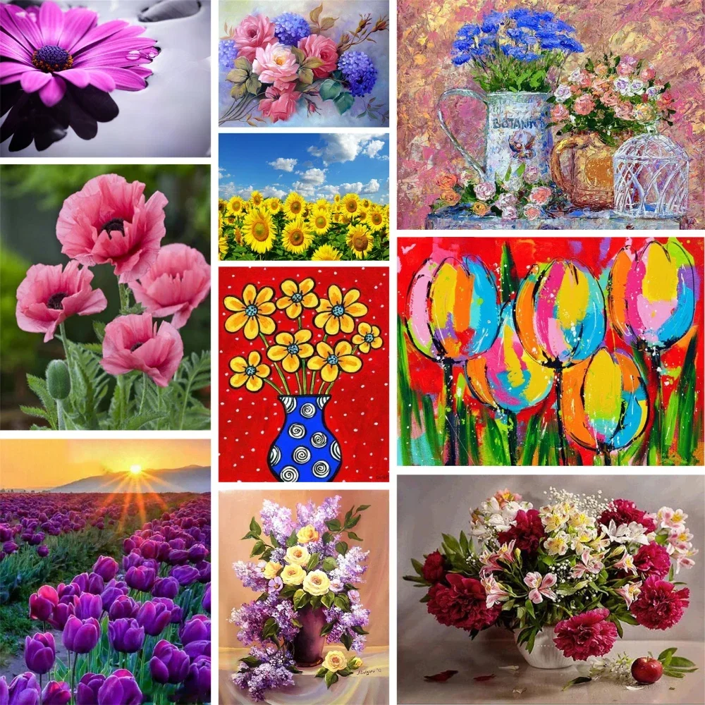 

344813 Flowers Sunflower Tuilp DIY Painting By Numbers Package Oil Paints 40*50 Picture By Numbers Photo New Design Crafts
