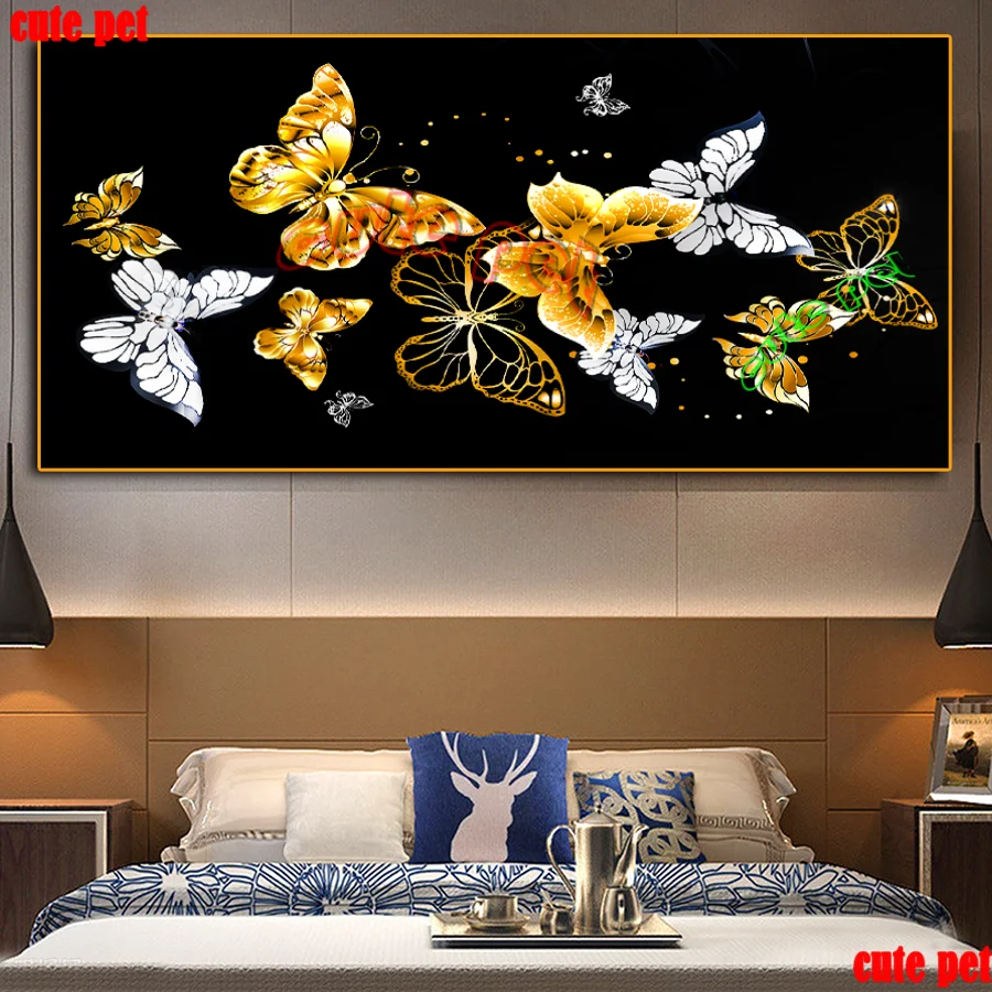 

Golden butterfly 5d Diy diamond painting wallpaper Full Square embroidery mosaic stitch cross decor gifts diamond mosaic large