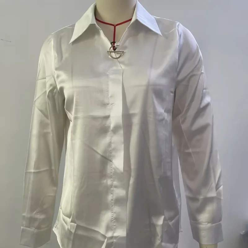 

New Women's Commuting Shirt | Versatile Solid Color, Pullover, Unique Lapel Design, Lightweight Breathable Long-Sleeve