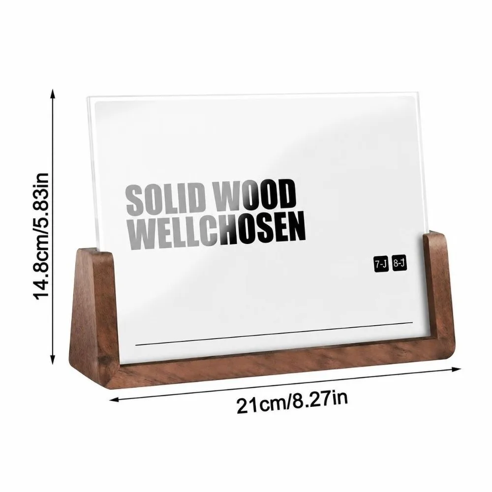 Walnut Wood Acrylic Photo Frame Transparent Acrylic Beech Wood U Shape Picture Frame U Shape Design Desktop Standing