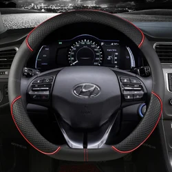 D Shape PU Leather For Hyundai ioniq 2016 2017 2018 2019 2020 2021 2022 Car Steering Wheel Cover Auto Accessories interior