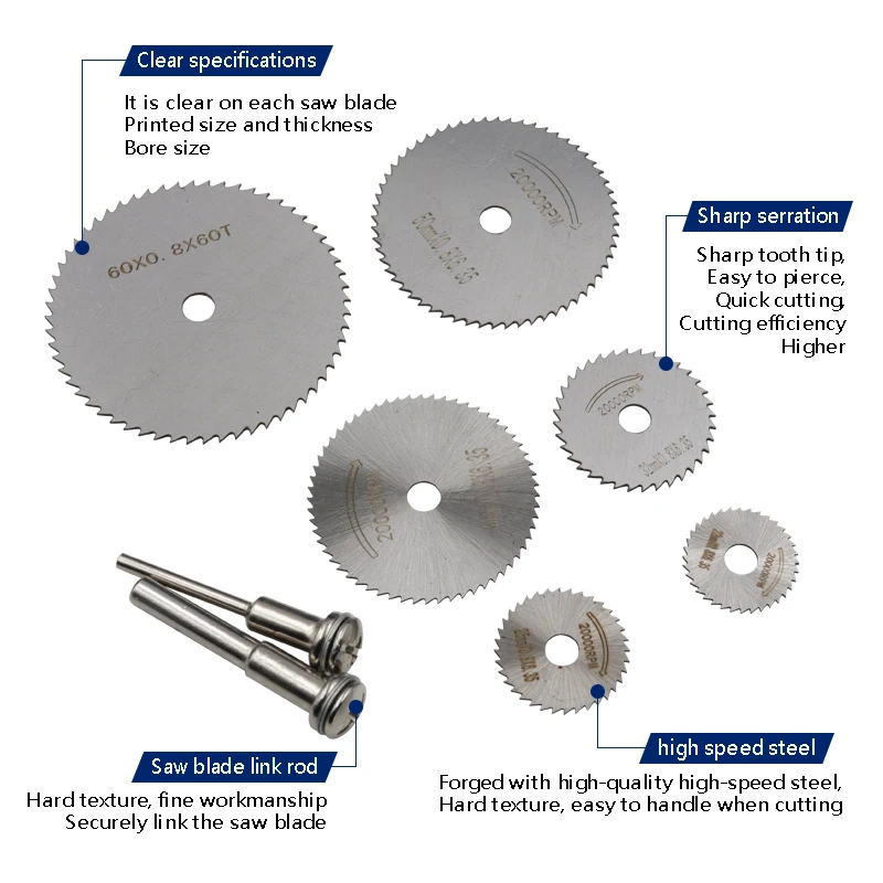 โลหะ HSS ใบเลื่อยวงเดือนเหล็กความเร็วสูง Woodworking ตัดแผ่นดิสก์สำหรับ Dremel Rotary เครื่องมือ Mandrel ตัด