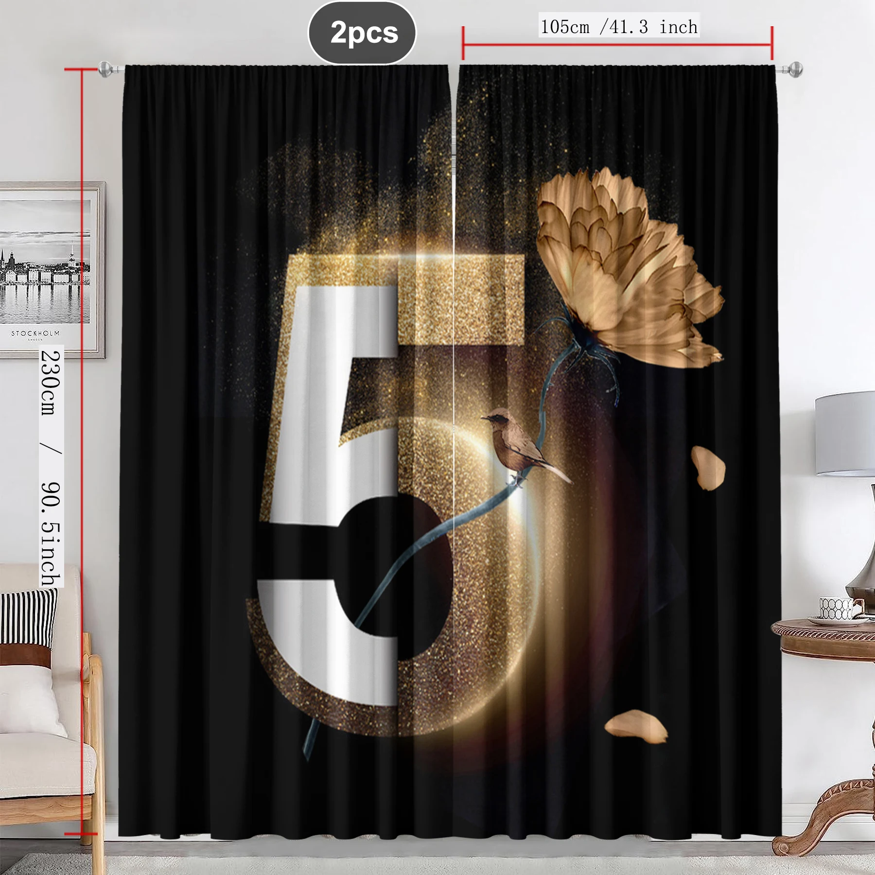 2PC Home Decoration Curtains With Metal Texture Leaf Bag Curtains, Kitchen, Coffee Shop, Living Room, Balcony, Garden