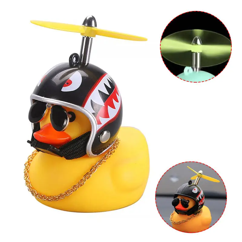 Car Cute Duck with Helmet Broken Wind Small Yellow Duck Bike Motorcycle Helmet Riding Cycling Decor Car Ornaments Accessories