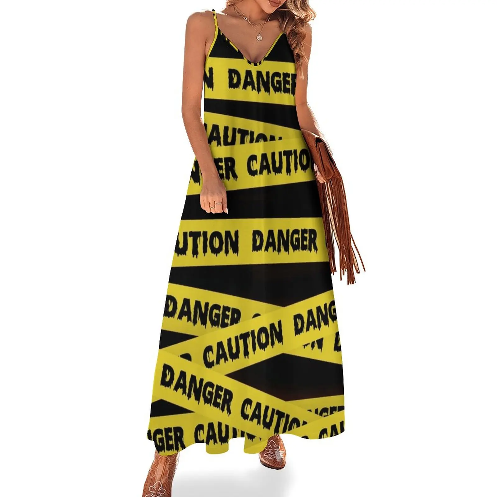 

Caution Tape Danger Crime Scene Tape Sleeveless Dress bandage dress summer dress woman 2023 trendy elegant guest wedding dress