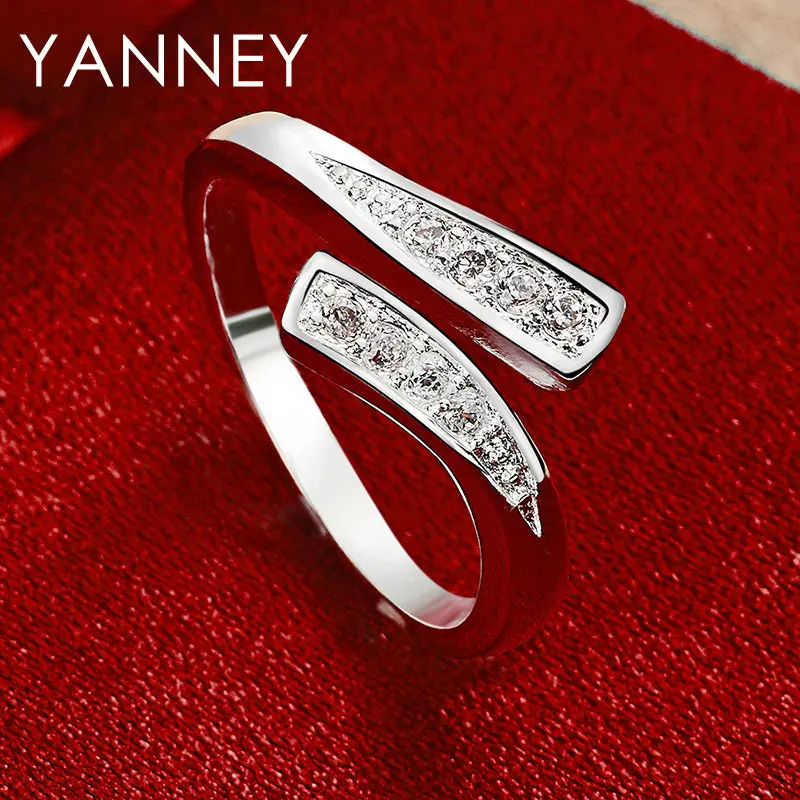 

New 925 Sterling Silver Classic Open Zircon Ring Engagement Women Fashion Birthday Party Gifts Jewelry Girlfriend Accessories