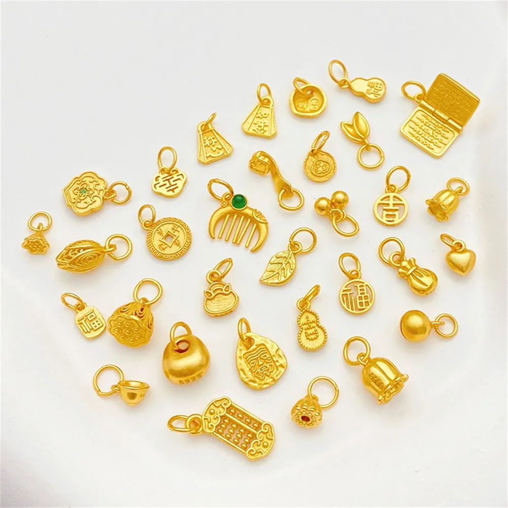 

S925 Ancient Silver Gold-plated Small Pendant Large Collection Love Blessing Good Luck Small Pendant Diy Bracelet Accessories