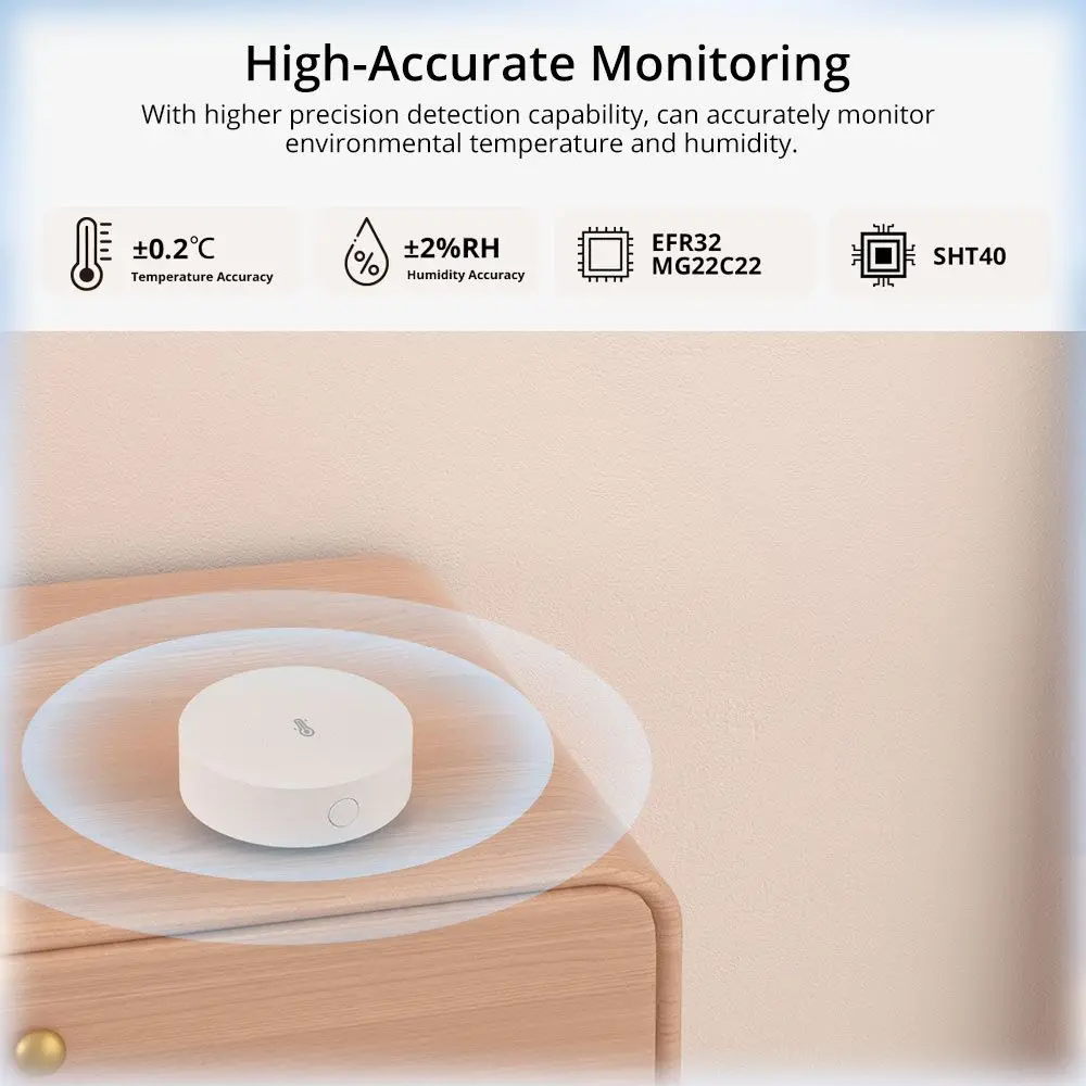 Датчик температуры и влажности SONOFF SNZB-02P Zigbee, высокоточный монитор, умный термометр, гигрометр через EWeLink Alexa Google