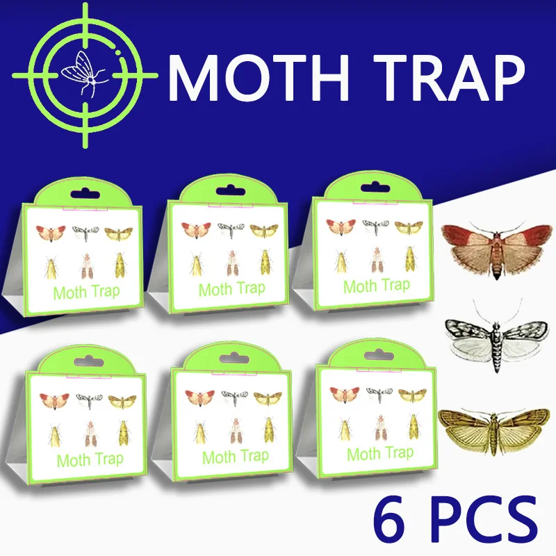 6PCS Silentking Sticker Pheromone Moths Trap Pantry Clothes Kitchen Food Home Garden Pest Control Moth Traps