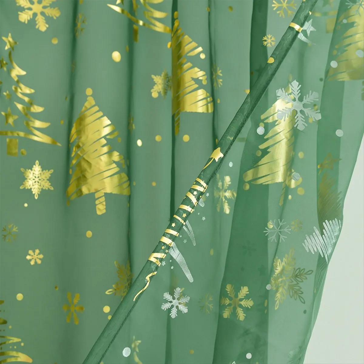 A08I 2 Pcs Festive Christmas Curtains with Snowflake Print Window Curtains for Living Room 52