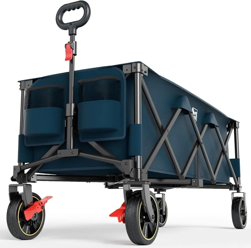 

Складная тележка повышенной прочности 51,2 дюйма, грузоподъемность 500 фунтов, с тормозами, регулируемой ручкой, портативная универсальная тележка для кемпинга и спорта