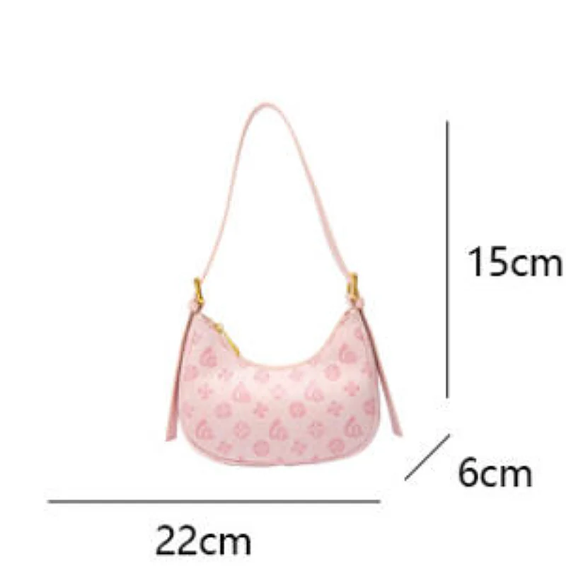Borse a tracolla da donna di moda New Advanced Pink Print New Moon Package borsa ascellare per il tempo libero tendenza coreana borse portatili in