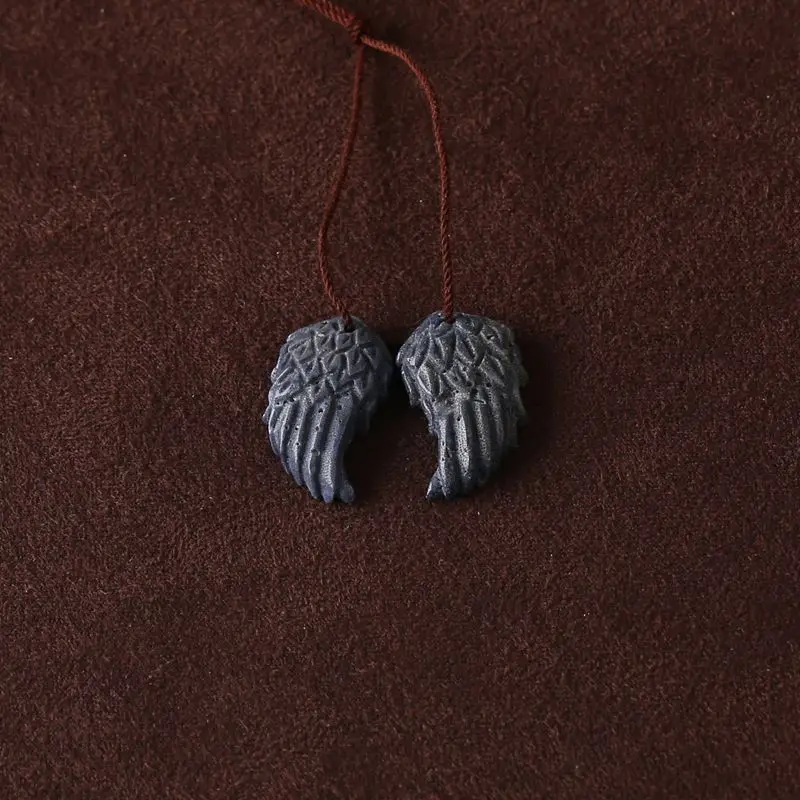 

Blue Jasper Angel Wing Pendants Pair - Intricately Carved Gemstone Components for Unique Boho Jewelry 21x13x5mm-3.7g