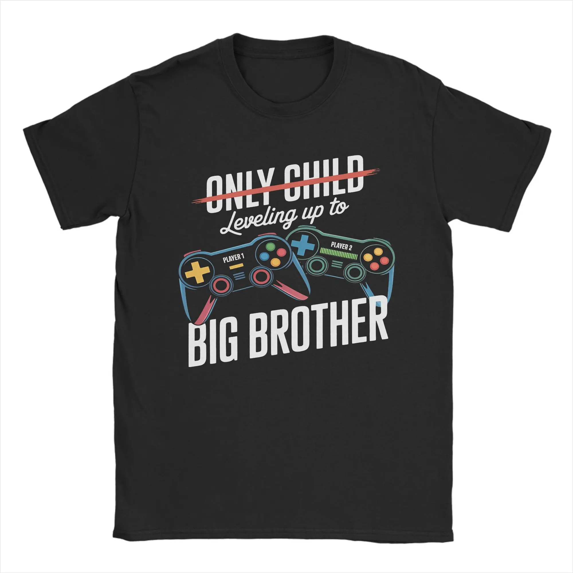 

Футболка Leveling Up to Big Brother, летние 100% хлопковые футболки для мужчин, повседневная футболка в стиле Харадзюку, уличные футболки с короткими рукавами