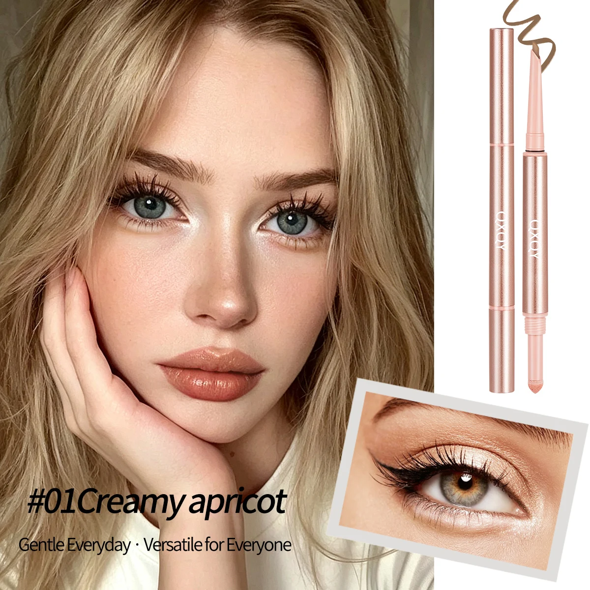 QXQY 2 in 1 Aegyo Sal Pen Under Eye Highlighter Contour Liner Dual Ended Shimmer Stick Korean Eye Makeup Long Lasting 3D Natural