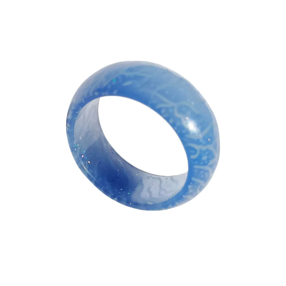 Sky Blue Ring Dark Luminous Flower Eye-catching Unique Style - view 2