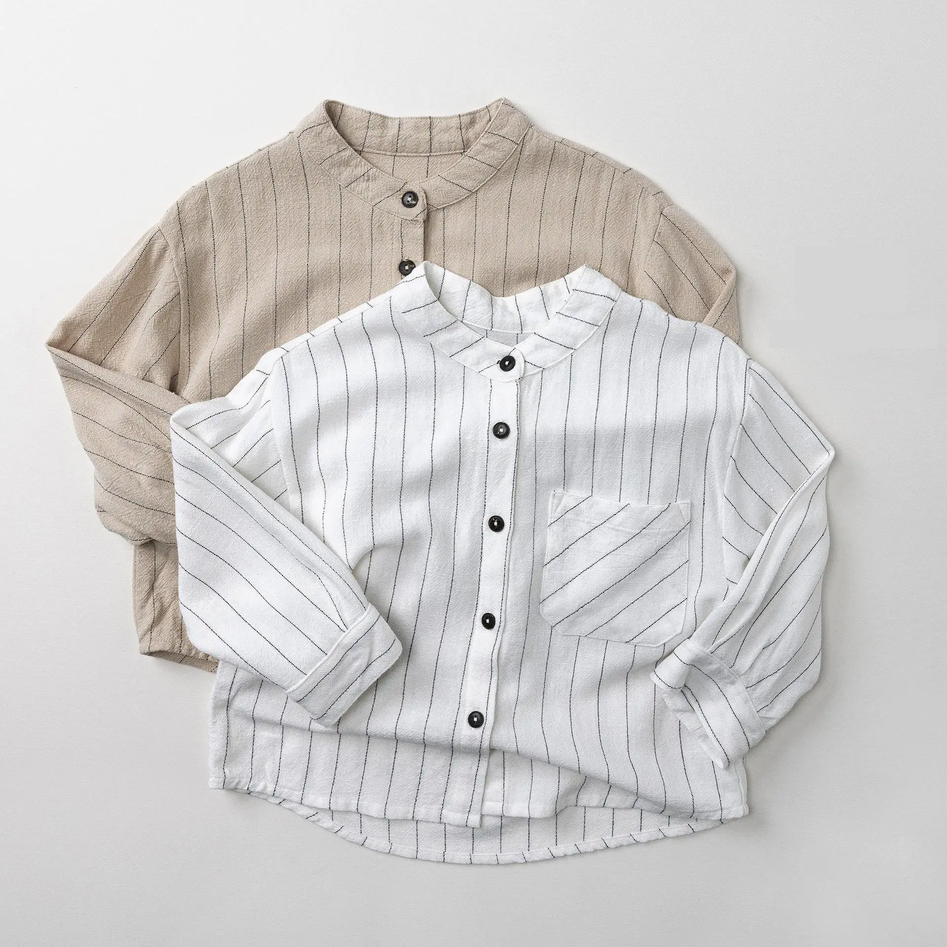 

Новые детские повседневные полосатые рубашки весна 2026 для мальчиков и девочек, топы с длинным рукавом, хлопковые рубашки для малышей, модная детская одежда