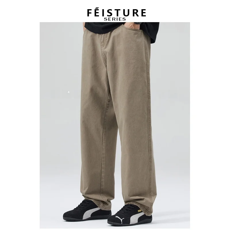 

Мужские повседневные хлопковые брюки прямого кроя, свободные, прочные, модные, брендовые, длинные, в американском ретро-стиле, весна 2026