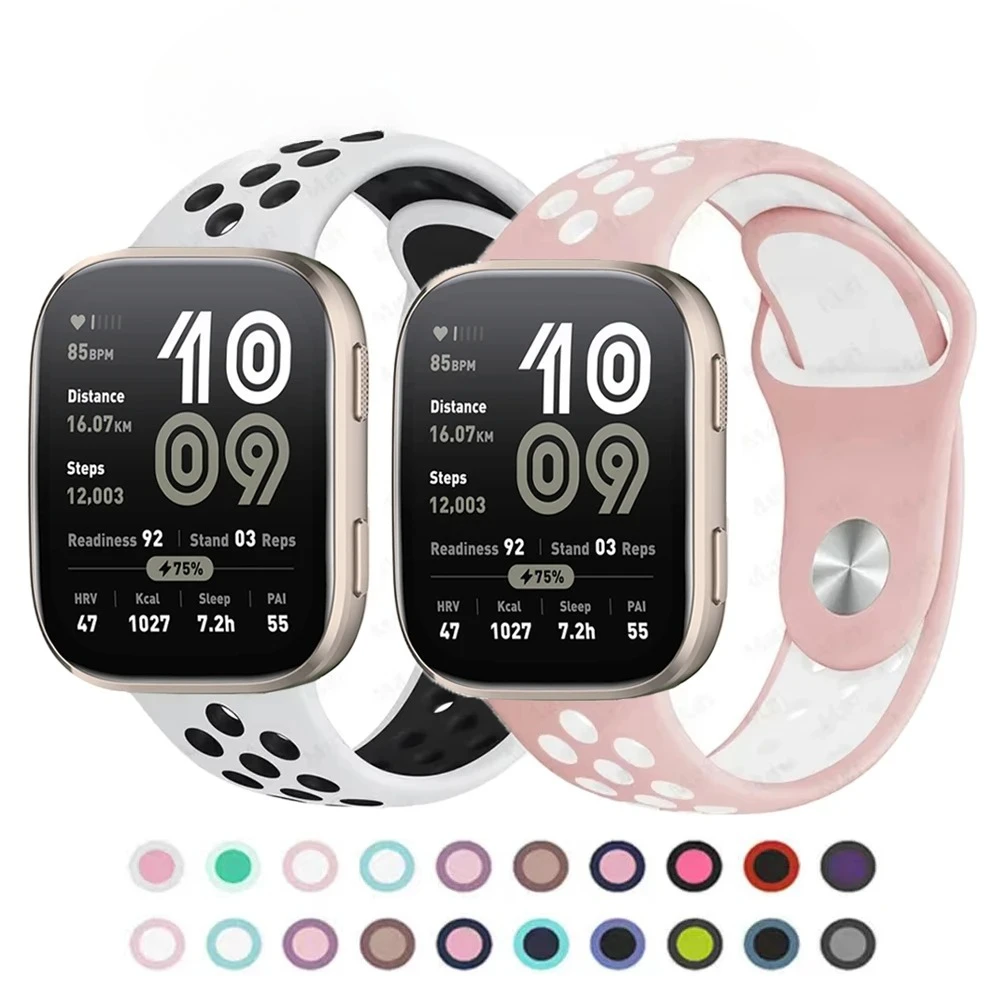 Bracelet en silicone avec trou de 22mm, pour Amazfit Bip 6/Bip 5 Bip 5 Unity/Pace/Cheetah Pro, pour Amazfit Stratos/GTR4 3 2, sangle de 47mm