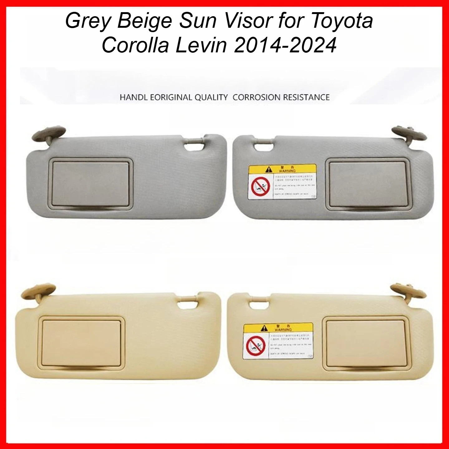 Gray Beige For Toyota Corolla, Leiling 2014-2024, Sun visor Car visor Sunscreen Blackout Sun visor Makeup mirror