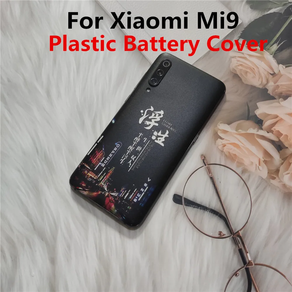 Plastic For Xiaomi mi 9 Back Battery Cover Rear Door Housing Case Panel Can Replace Glass Back Cover For mi9 Battery Cover