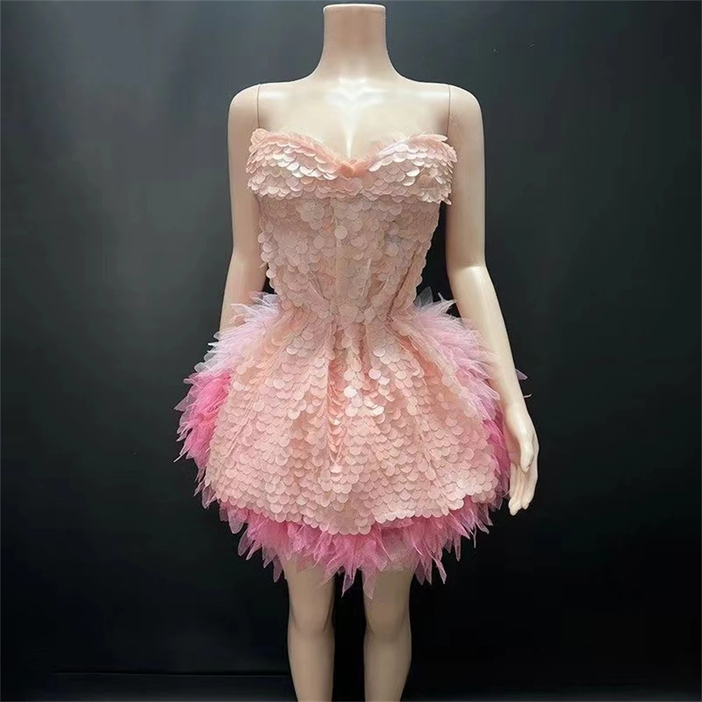 화려한 블루 봄 여름 새로운 공주 탁구 짧은 드레스 바 나이트 클럽 가수 소녀 그룹 댄스 무대 생일 파티 파티 착용