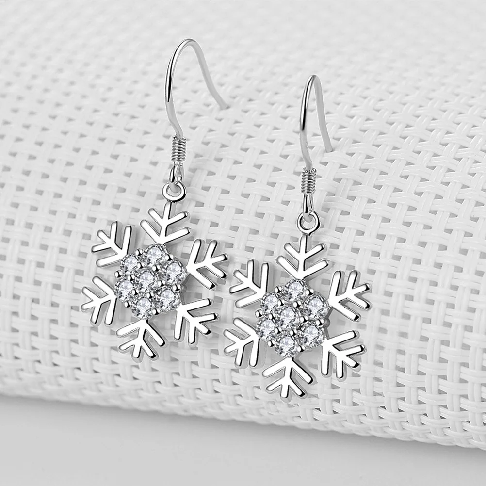 

1Pair Snowflake Earrings Dangle Drop Earrings Christmas Jewelry Party Accessory for Women Christmas Jewelry