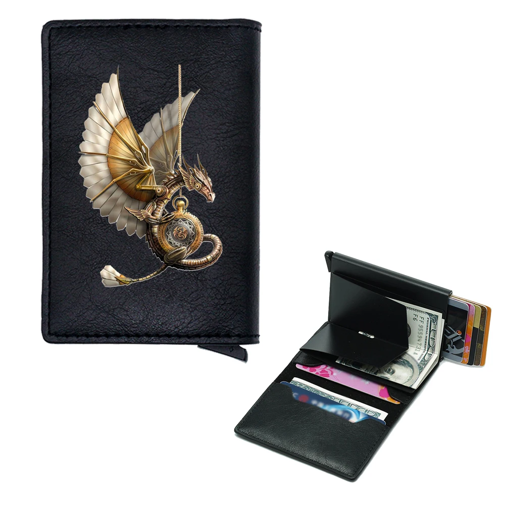 Funny Steampunk Dragon Cover Rfid Credit Card Holder Men Wallets Bank Cardholder Case Small Slim Thin Mini Women Wallet