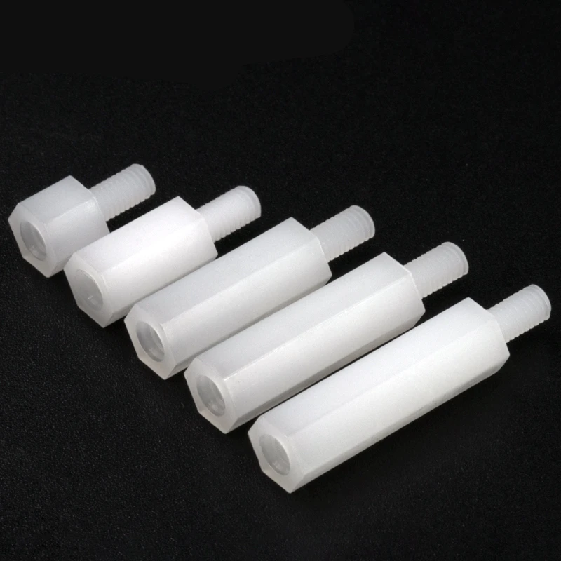 500pcs M3*10+6 Nylon Hex Standoff Spacer Male Female 6mm Thread Plastic Hexagon Pillar Screw Nut M3x10+6mm