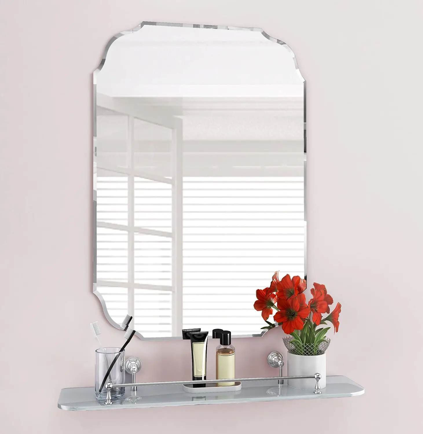 

Silver Bathroom Mirror 18' x 24' Frameless RecBeveled Edge Bathroom Vanity Mirror for Over Sink, Wall Mirror for Small Bathroom