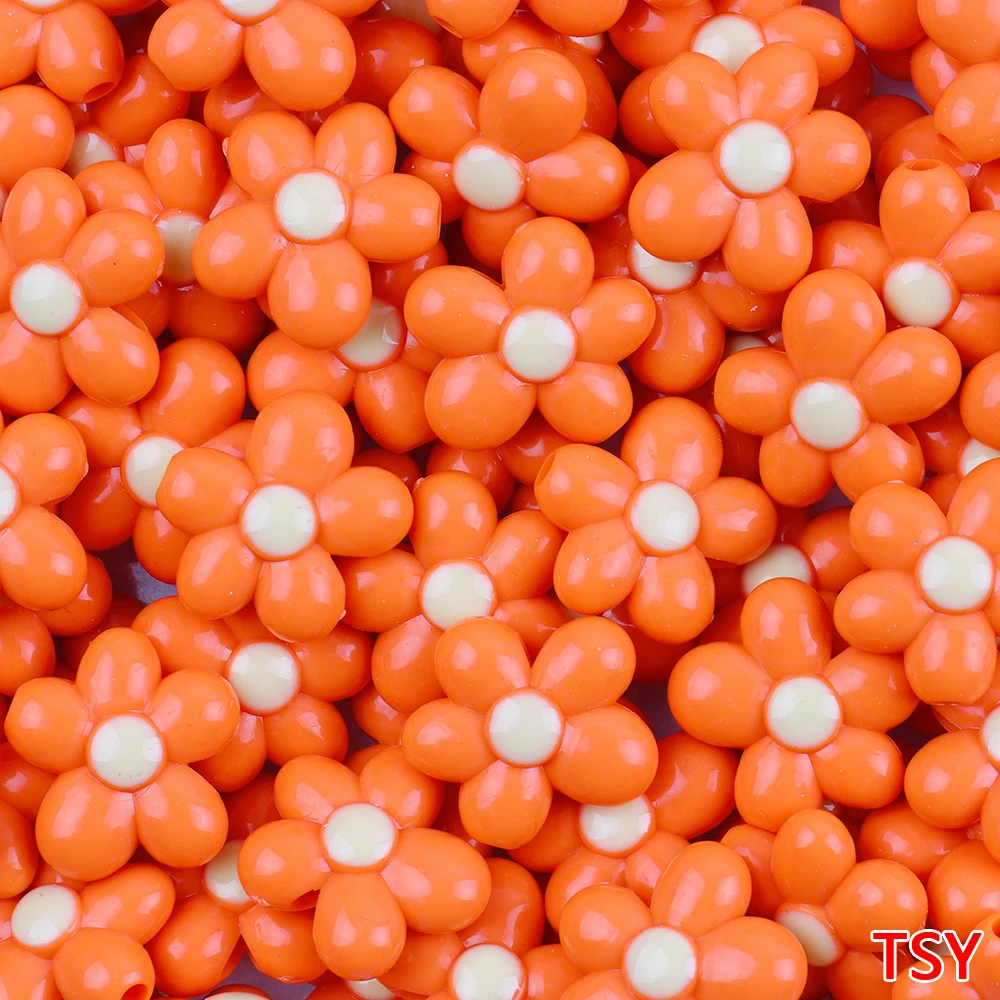 10pcs  Luminous Floral Acryl Beads Glow In The Night Spacer Beads For Bracelet Necklace DIY Accessories T0711