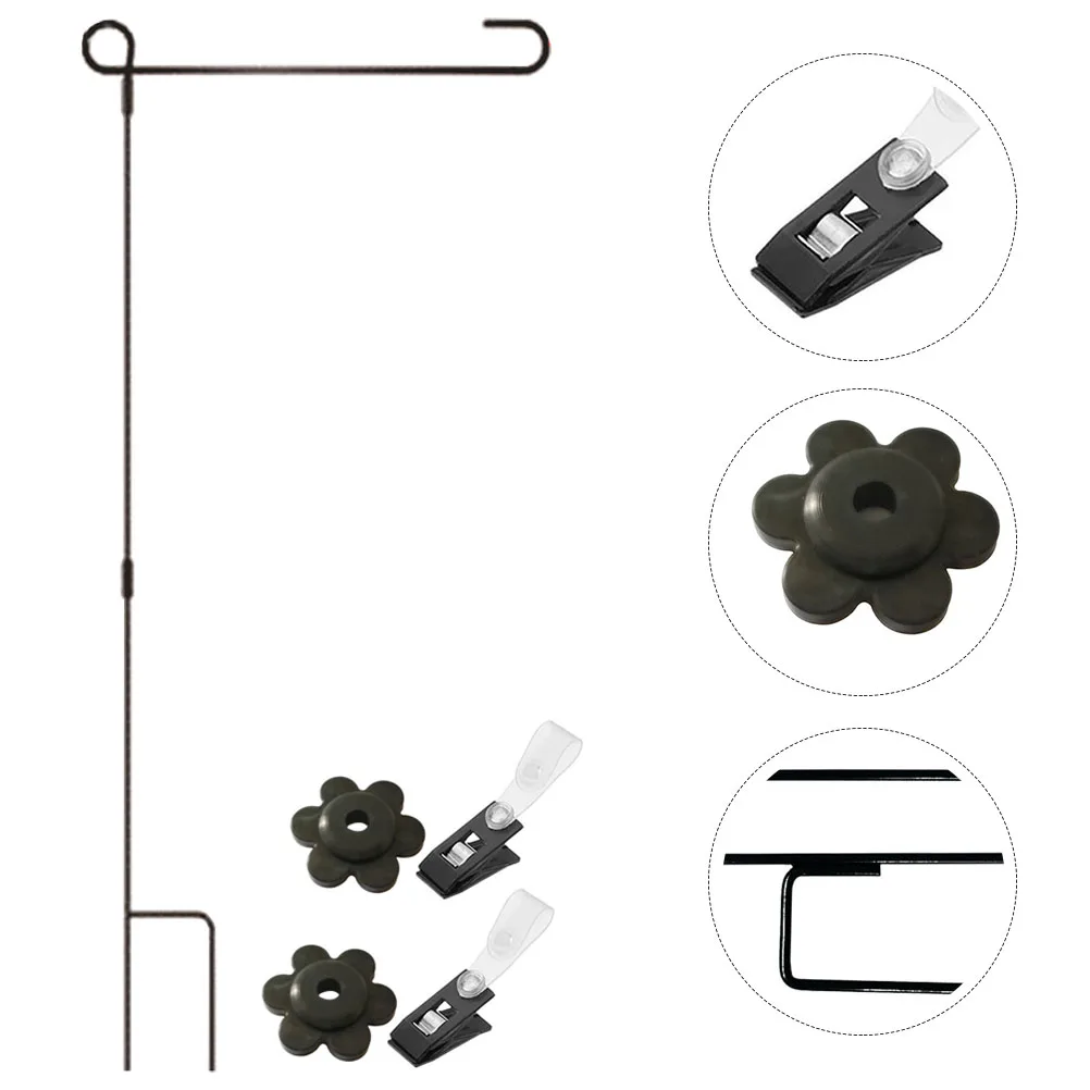 

Durable Iron Garden Flag Holder Stand Weather-Proof Small Flag Pole for Yard Lawn Decorative Accessories Outdoor Garden Decor,