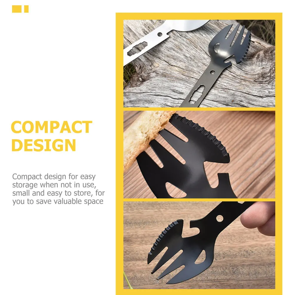 

2Pcs Multifunctional Camping Spork Fork Bottle Opener Portable Lightweight Outdoor Cutlery Stainless Steel Tableware Picnic