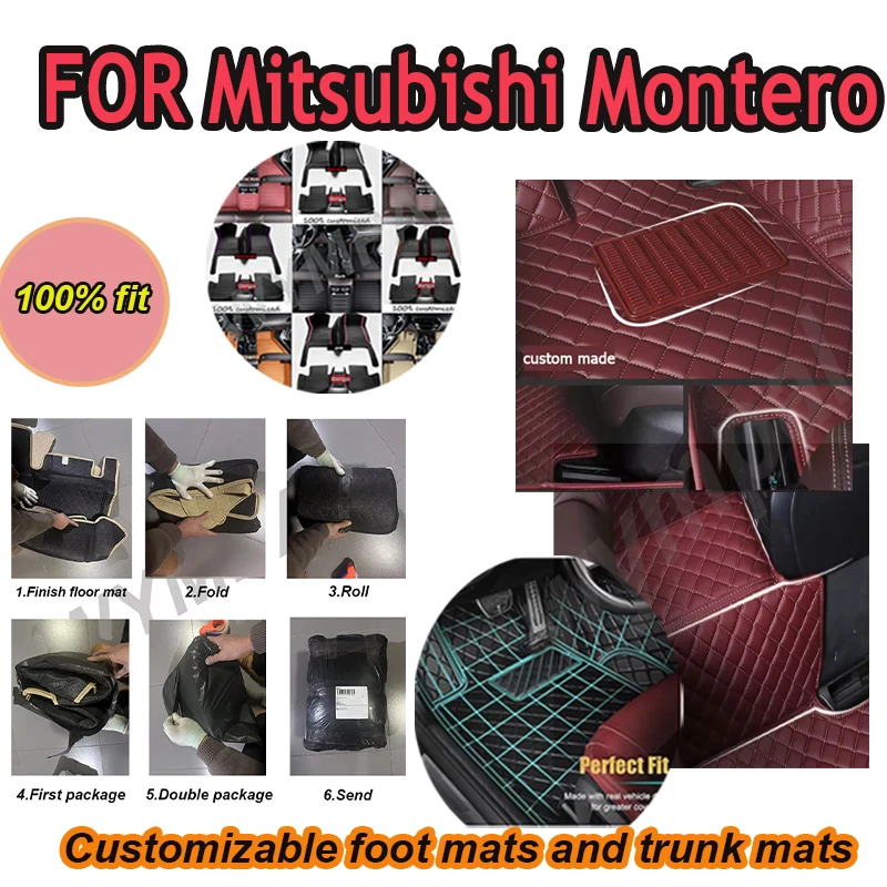 LUXURY Car Floor Mats For Mitsubishi Montero Outlander Airtrek CU ZE ZF 2001~2006 Leather Mat