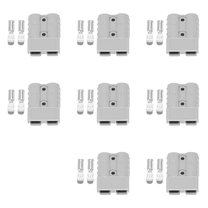 8X For Anderson Style Plug Connectors 50A 600V 6-12AWG AC/DC Power Tool For 6AWG Plated Solid Terminals Plugs Gray-M53K