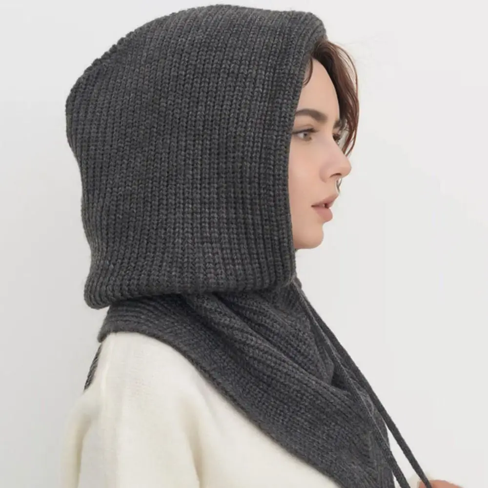 Cagoule créative de couleur unie, col épais, casquette tricotée à capuche, pull, chapeau chaud d'hiver, hiver/automne