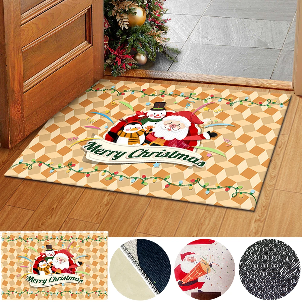 

House Entrance Carpet Christmas Home Door Anti Dirt and Dust Mats for Kitchen Bathroom Kitchen Living Room Christmas Decoration