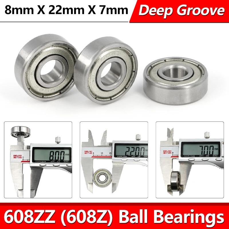 1-150Pcs 608ZZ(608Z) Ball Bearings Carbon Steel Sealed Metal Double Shielded Miniature Deep Groove Ball Bearing 8mm X 22mm X 7mm