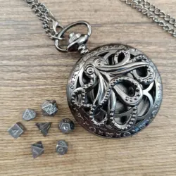 Pocket Watch & Mini Metal Polyhedral Dice Set 6mm Table and board Games Cool Table Dice Pocket Watch without dial
