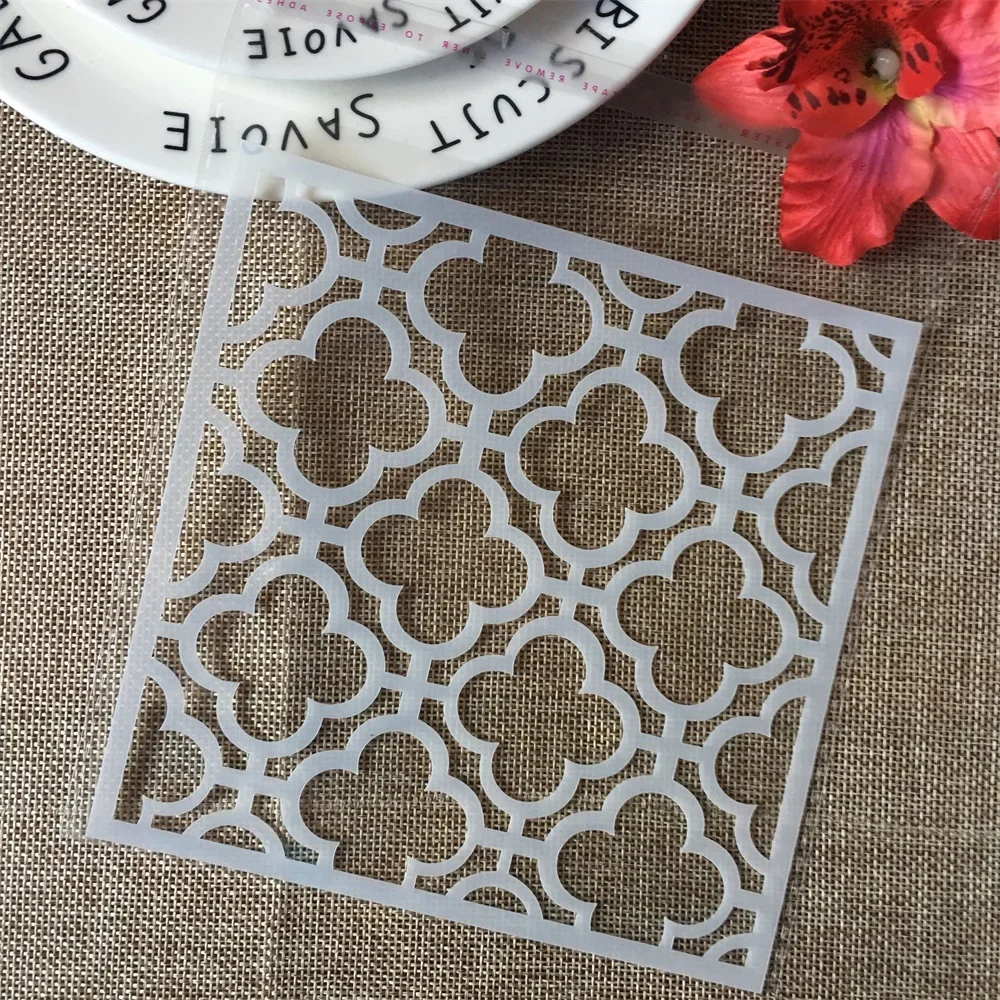 6 "Clover Square DIY szablony do malowania ścian kolorowanka wytłaczania albumu papieru dekoracyjnego szablon kartek