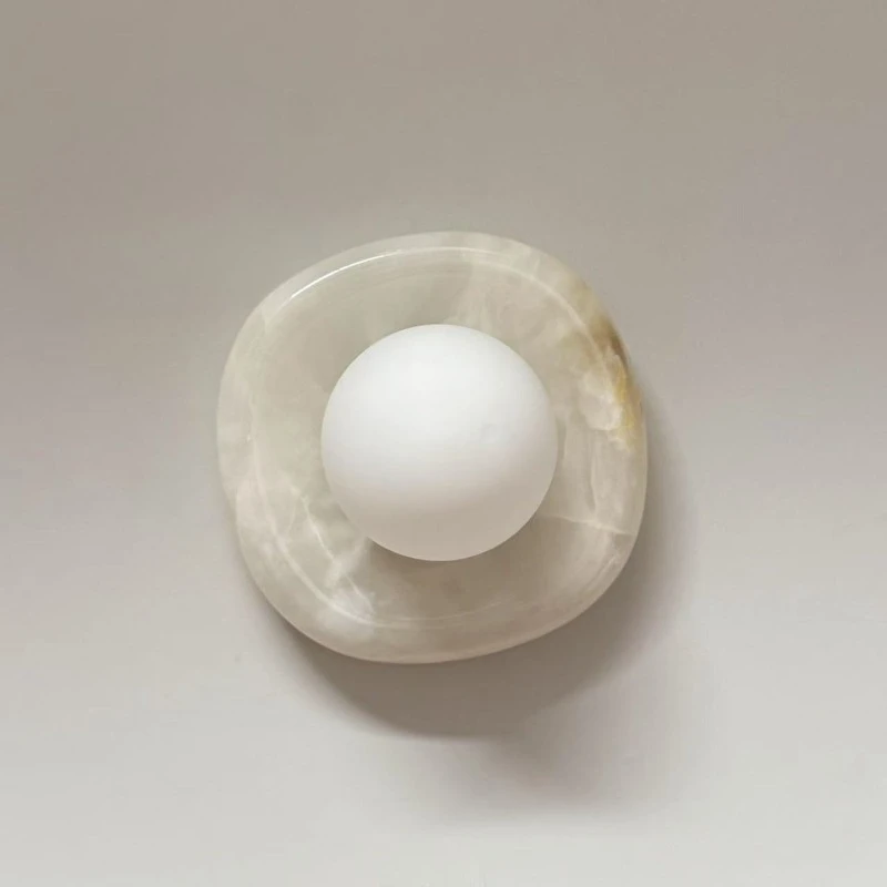 Nordic Minimalist Natural Jade Square Wall Lamp Designer Wall Sconce Homestay Hotel Bedroom Bedside