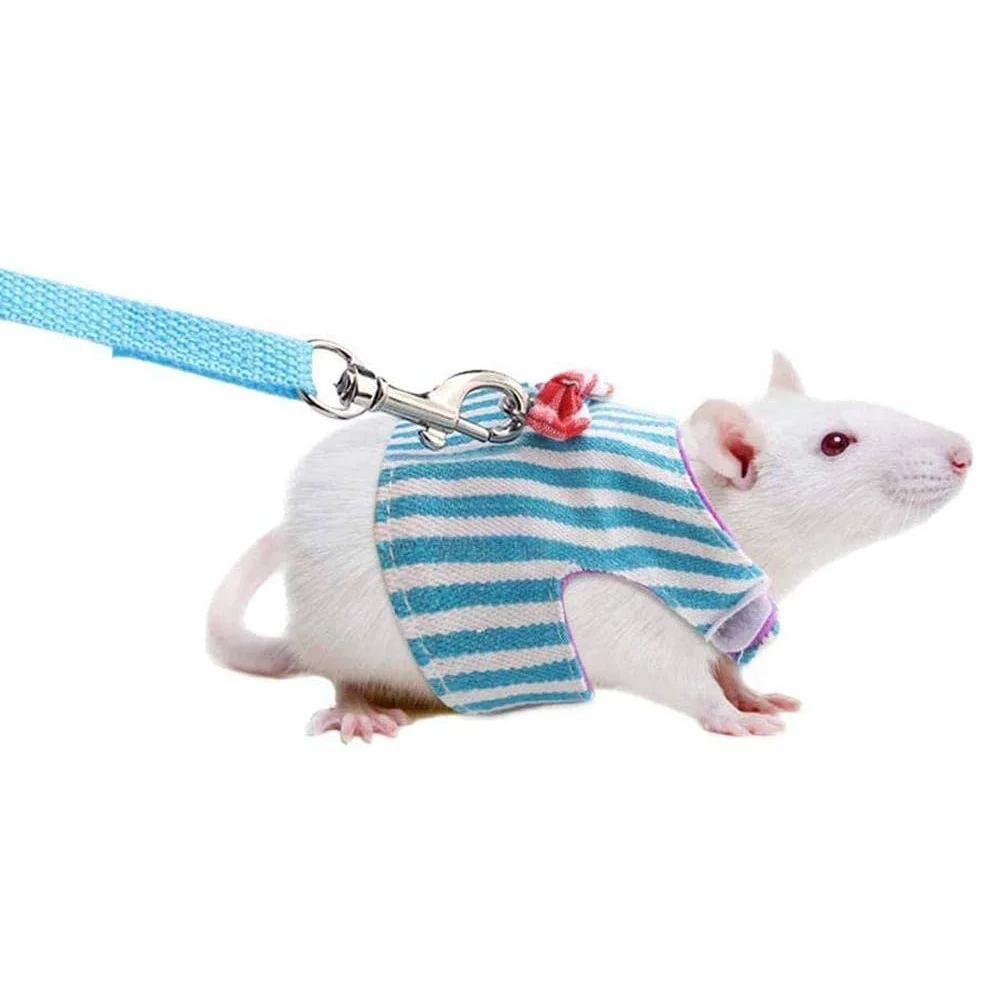 

1Pcs Small Pet Harness Denim Bowknot Rabbit Squirrel Walking Leash Traction Rope Pet Accessory Training Supplies
