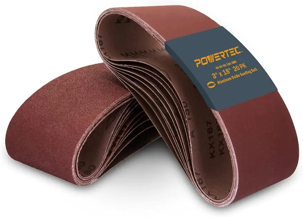 

3x18 Inch Sanding Belts, 20PK Assorted 40/60/80/120 Grits, Aluminum Oxide for Belt Sander, Wood, Metal, Paint