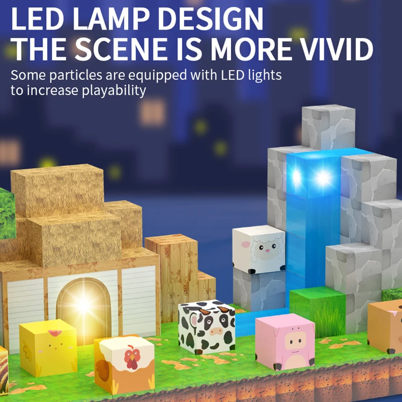 ชุดตัวต่อแม่เหล็ก DIY ชุดฟาร์ม พร้อมไฟ สร้างสรรค์ของเล่นแม่เหล็ก STEM สำหรับเด็ก ของขวัญวันเกิด