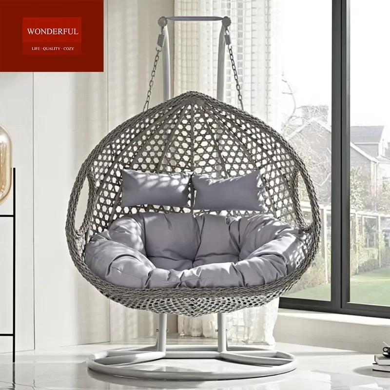 Hot Sale Modern Single Outdoor Water Drop Shape Swing Chair Metal Furniture Hanging Chair for Living Room Park Courtyard