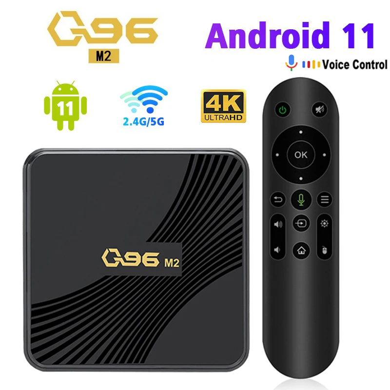 

Q96 M2 Smart Tv box Android11 2023 Amlogic S905Y4 quad core bluetooth voice control UHD 4K 3D HDR10+ AV1 H.265 AVT Set- Top Box