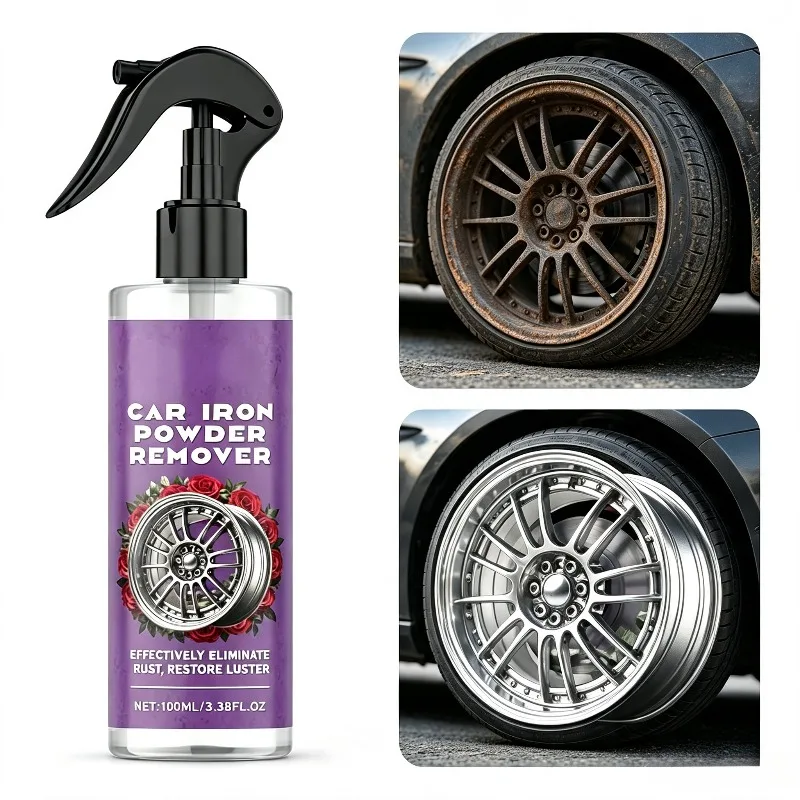 100ml Rust Dust Remover Spray Metal Surface Defender Agent Car Paint Wheel Iron Particles Powder Cleaning Car Rim Cleaning Agent