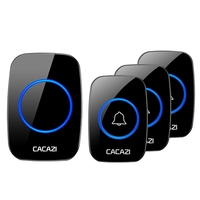 CACAZI Wireless Waterproof Doorbell 300M Range US EU UK Plug 3 Button 1 2 3  Receiver Home Smart Door Bell 60 chimes 0-110db