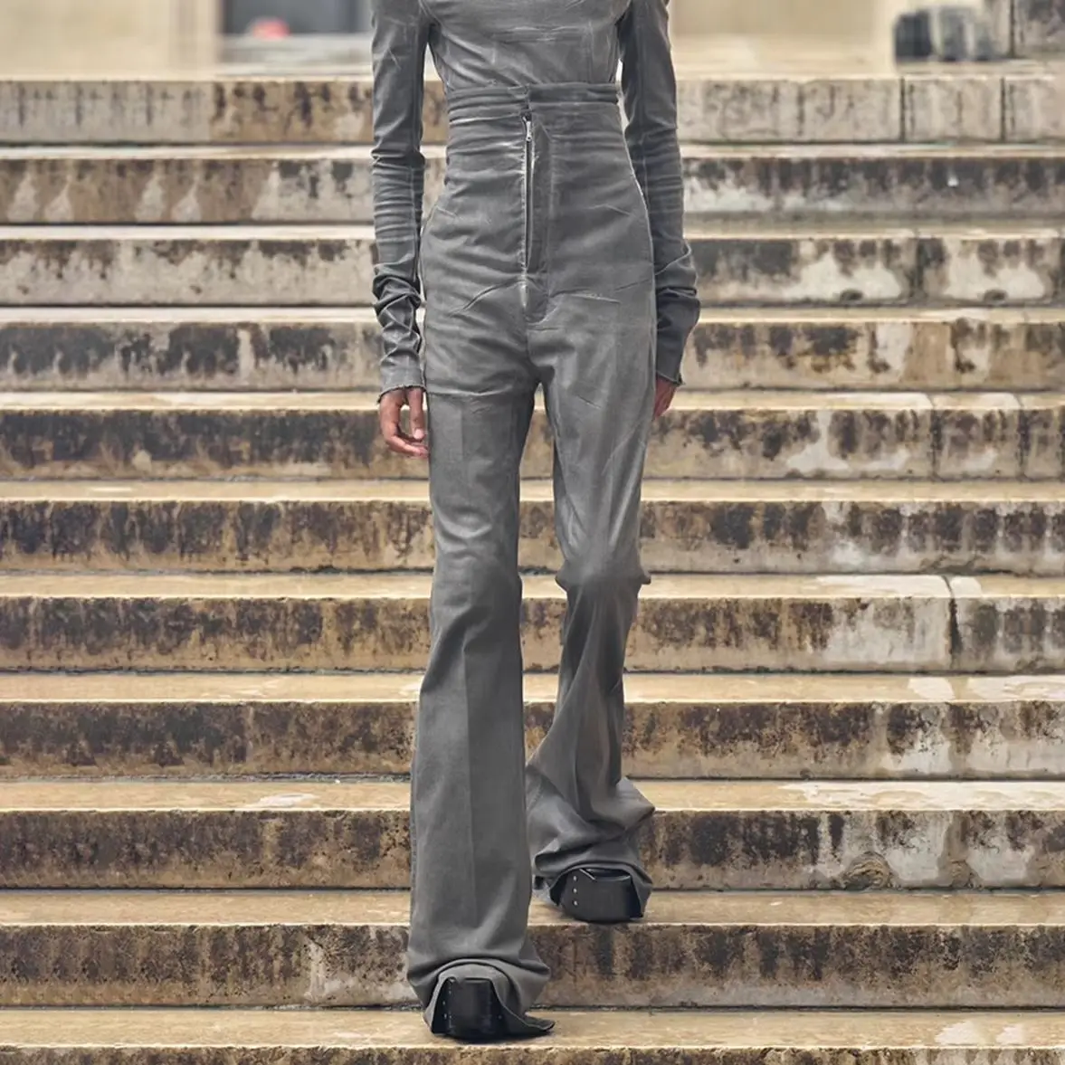 

NIGO Men's Spring And Autumn High-waisted Grey Jeans High Street Trend Flared Pants Fashion Trend Spring And Summer #NGTOP11955